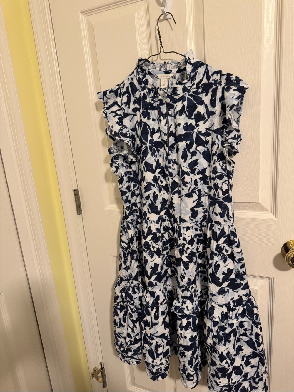 Caslon Navy & White Ruffle Tiered Midi Dress